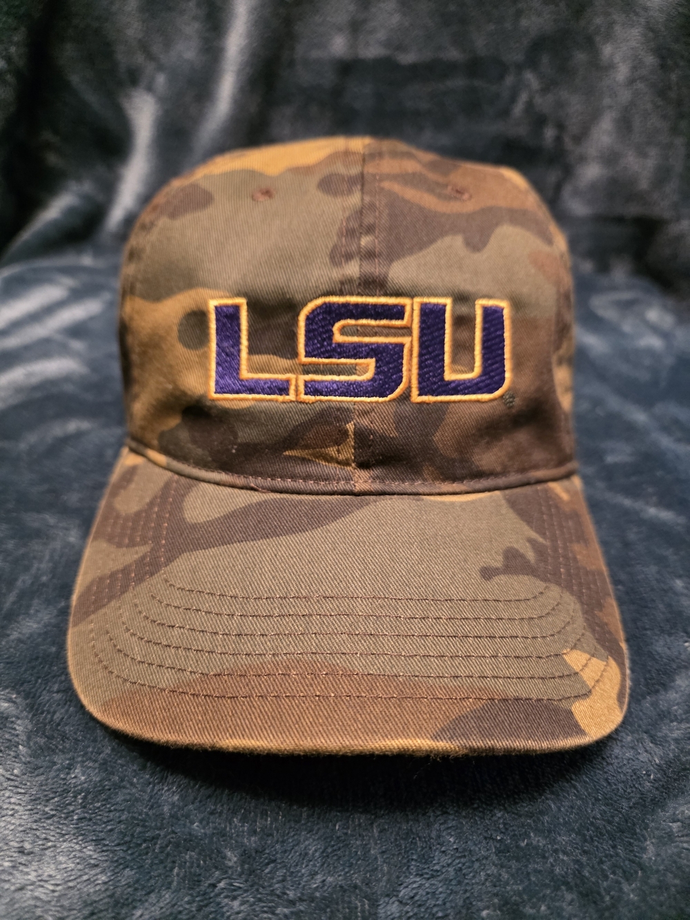 Brand New LSU Camo Baseball Cap - Olive Green Camouflage